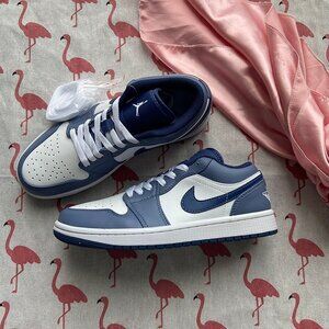 Dark Blue And White Colorblock Unisex Sneakers